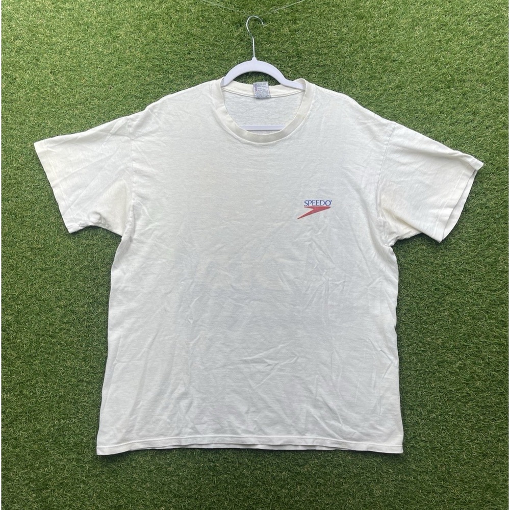 Vintage 90s Speedo Shirt Mens XL USA Made Single Stitch Short Sleeve 1996